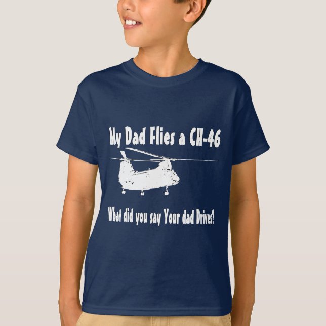 Vater Fliegt einen CH-46 Hubschrauber T-Shirt (Vorderseite)