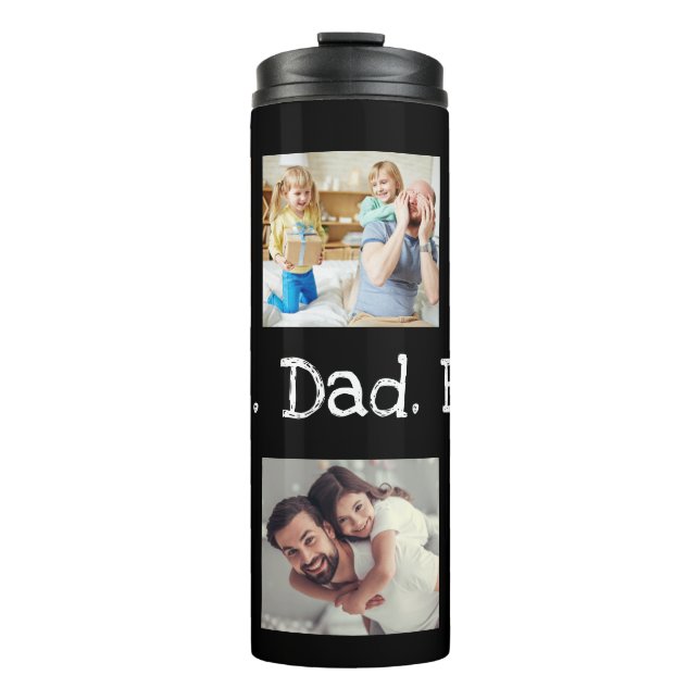 Vater Foto Collage Bester Vater je Schwarz-weiß ei Thermosbecher (Vorderseite)