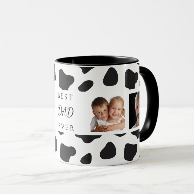 Vater Foto Collage Cowboy Schwarz-weiß Tasse (VorderseiteRechts)