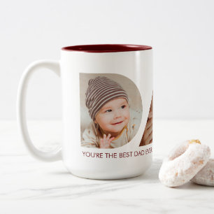 Vater Foto Collage Cutout Vatertag Geburtstag Zweifarbige Tasse