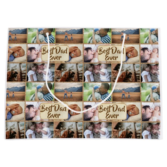 Vater Foto Collage DIY Bild 6 Große Geschenktüte (Vorderseite)