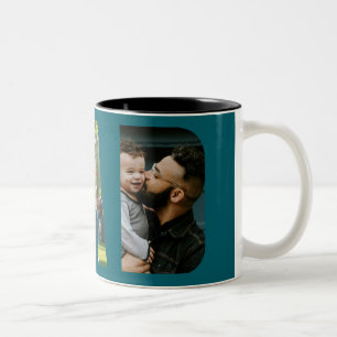 Vater Foto Collage Vatertag Grün Zweifarbige Tasse