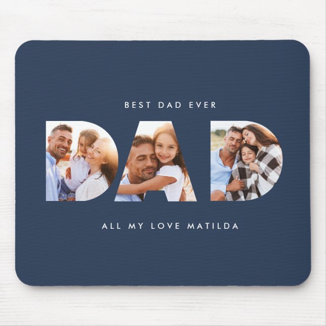 Vater Foto Moderne Typografie Kindergeschenk Mousepad (Vorne)