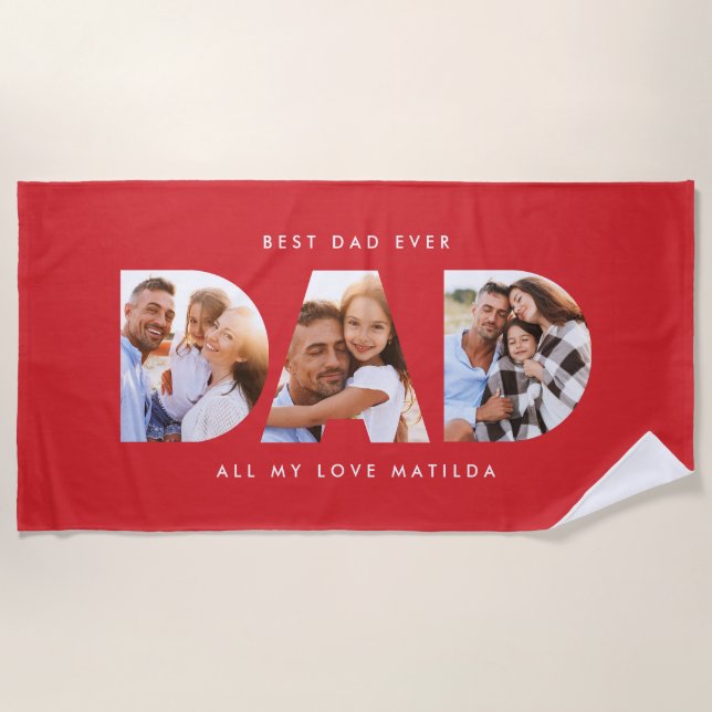 Vater Foto Moderne Typografie Kindergeschenk Strandtuch (Vorderseite)