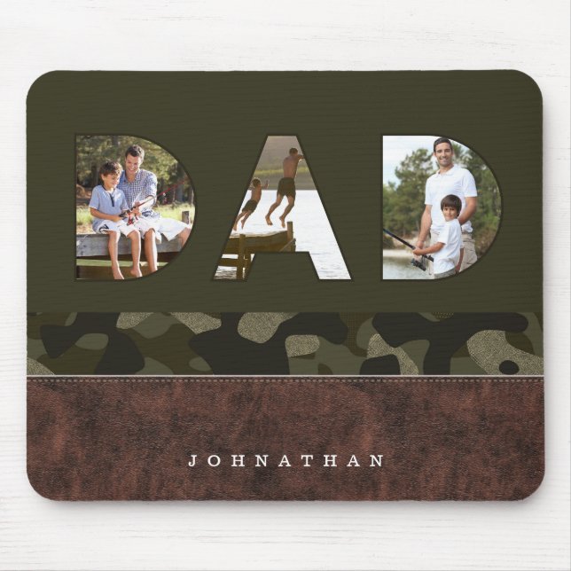 VATER Foto Rahmen Green Camouflage Muster & Leder Mousepad (Vorne)