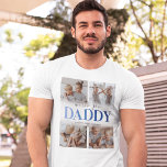 Vater-FotoCollage T-Shirt<br><div class="desc">Personalisierter Vater-T - Shirt mit einer 4-Foto-Kollektion der Kinder, die Worte "wir Liebe du Papa" in einem trendy blauen Gradienten-Schriftart, und die Kindernamen. Foto Tipp: Fotos in Quadrate schneiden, bevor Sie sicherstellen, dass Betreff im Zentrum für beste Ergebnisse ist.</div>