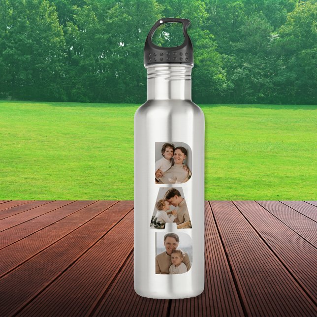 Vater FotoCollage Vatertag Edelstahlflasche (Dad Photo Collage Father's Day Stainless Steel Water Bottle
)