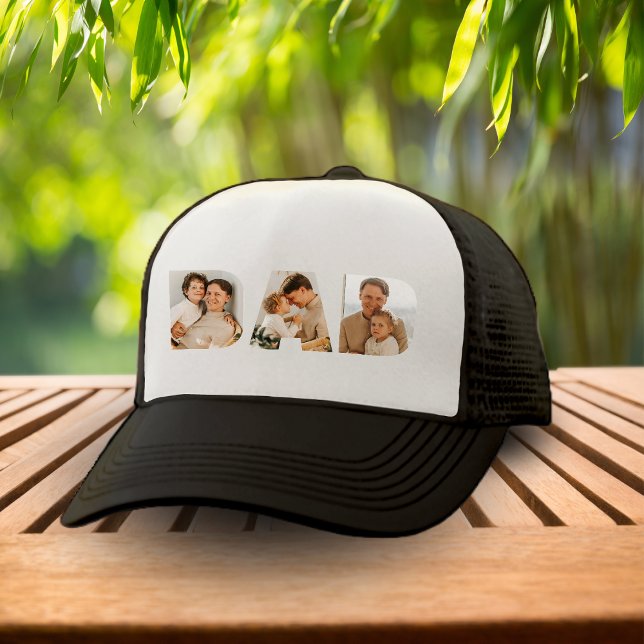 Vater FotoCollage Vatertag Truckerkappe (Dad Photo Collage Father's Day Trucker Hat
)