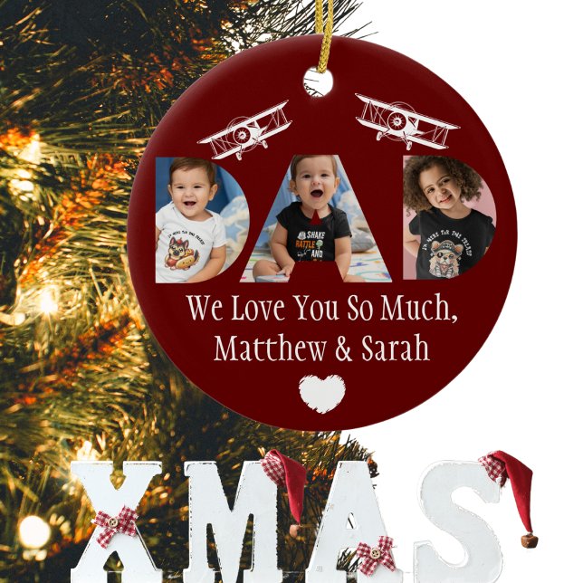 "VATER" FotoCollage von Kindern oder Familienmitgl Keramik Ornament (Von Creator hochgeladen)