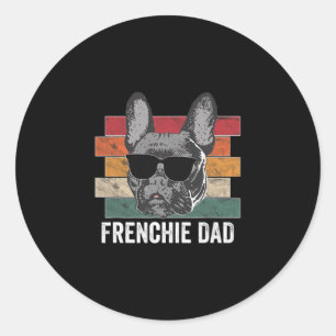 Vater Französischer Bulldog Retro Bekleidung für M Runder Aufkleber