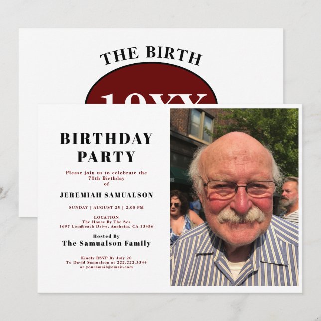 Vater Geburtstag Foto Template Legende Jahr Einladung (Vorne/Hinten)