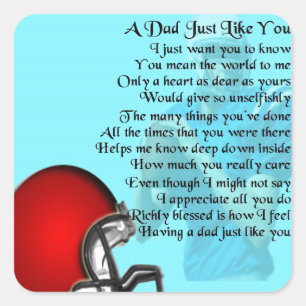 Vater Gedicht - American Football Design Quadratischer Aufkleber