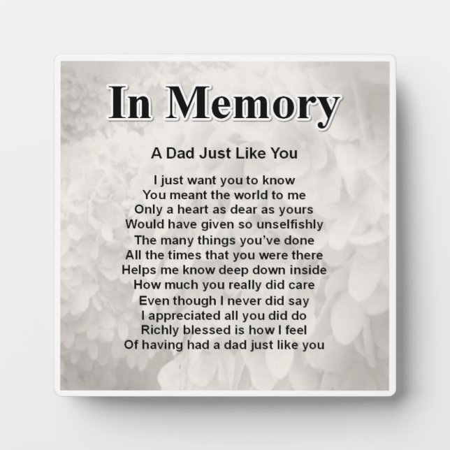 Vater Gedicht Plaque - im Speicherdesign Fotoplatte (Vorderseite)