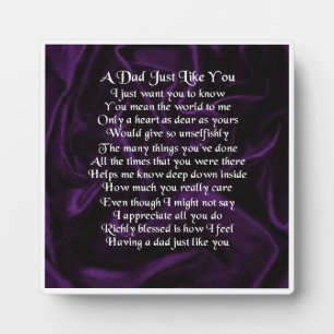 Vater Gedicht Plaque - Lila Seidendesign Fotoplatte