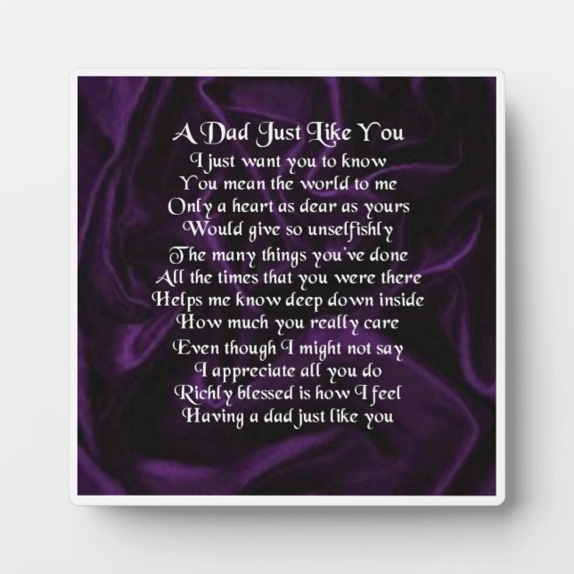 Vater Gedicht Plaque - Lila Seidendesign Fotoplatte (Vorderseite)