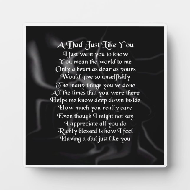 Vater Gedicht Plaque - Schwarzes Seidendesign Fotoplatte (Vorderseite)