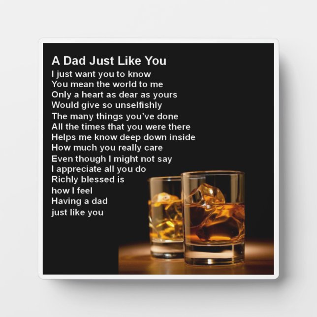 Vater Gedicht Plaque - Whisky-Design Fotoplatte (Vorderseite)