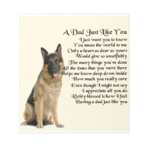 Vater-Gedicht - Schäferhund-Hund Notizblock