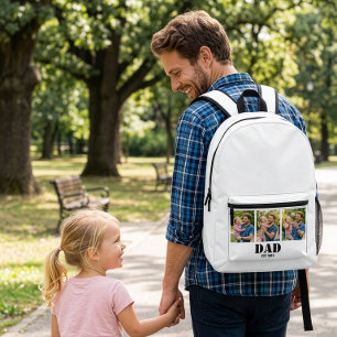 Vater Gegründet 3 Foto Schwarz Text Weiß Bedruckter Rucksack