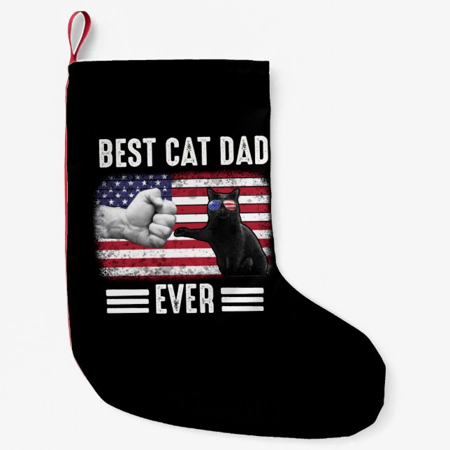 Vater-Geschenk| Best Cat Vater je Flag USA Kleiner Weihnachtsstrumpf (Vorderseite)