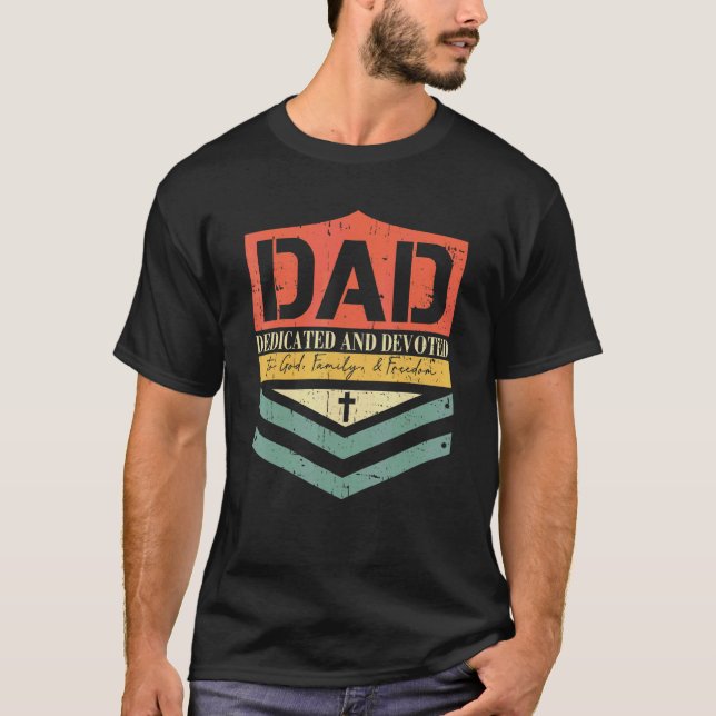 Vater gewidmet und gewidmet glücklichen Vinta Vint T-Shirt (Vorderseite)