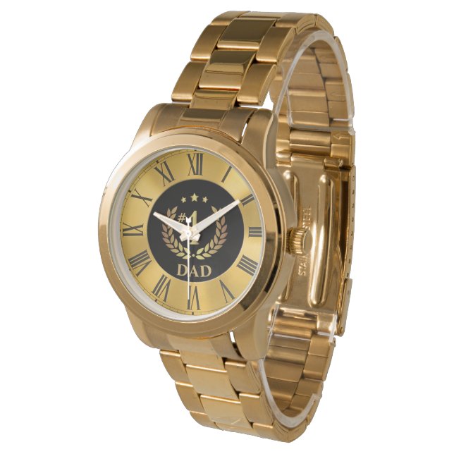 Vater Gold römische Zahlen Gedenkfeier Armbanduhr (Schrägansicht)