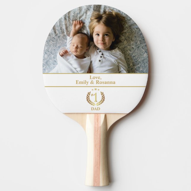 Vater Gold Wreath Personalisiert Foto Tischtennis Schläger (Vorderseite)
