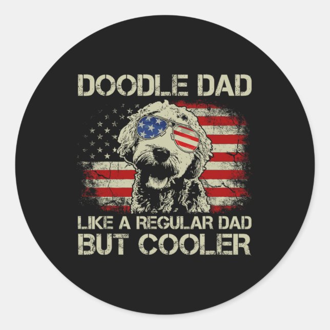 Vater Goldendoodle Regular Vater Aber Cooler Ameri Runder Aufkleber (Vorderseite)