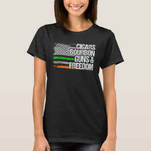 Vater Grandpa Veteran Irish US Flag Cigars Bourbon T-Shirt
