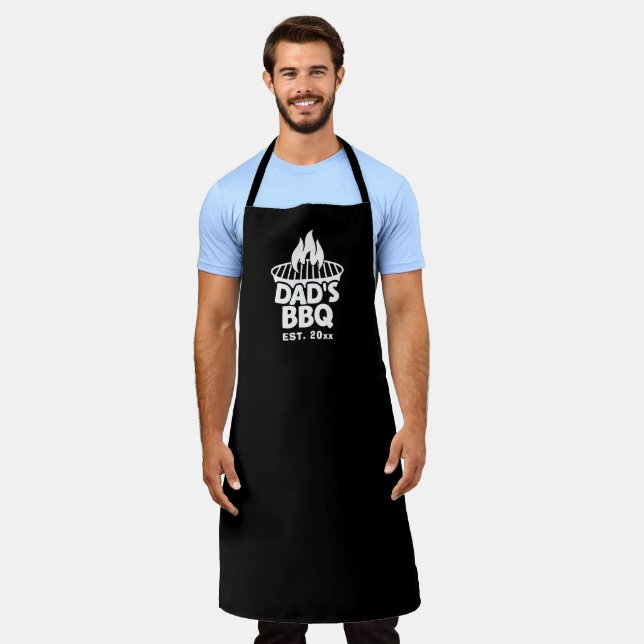 Vater GRILLEN Grill-Logo Schwarz Schürze (Getragen)