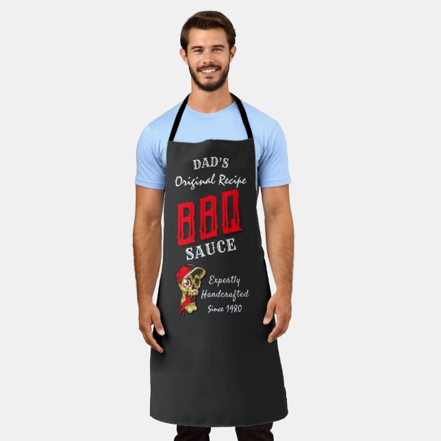 Vater GRILLEN Original Rezept Hot Sauce Funny Funn Schürze (Getragen)