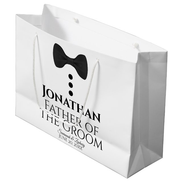 Vater Groom Hochzeitsgeschenk Tasche Schwarze Kraw Große Geschenktüte (Vorderseite Schrägansicht)