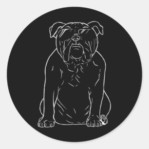 Vater Großer Bulldoghund mit Sungles Bulldog Runder Aufkleber