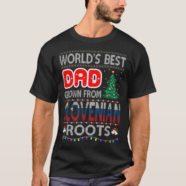 Vater Grown Slovenian Roots Weihnachten Ugly Sweat T-Shirt (Vorderseite)