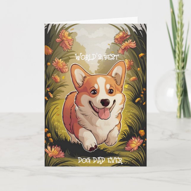 Vater-Grußkarte des lustigen Vaters Corgi Day Dankeskarte (Vorderseite)