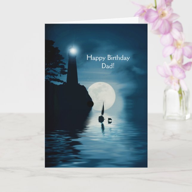 Vater Happy Birthday Lighthouse und Segelboot Ozea Karte (Orchidee)