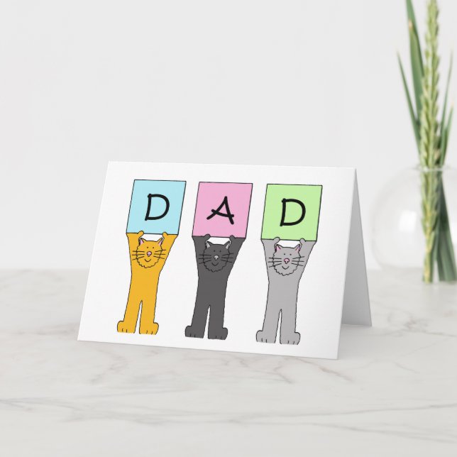 Vater Happy Vatertag Cartoon Katzen Karte (Vorderseite)