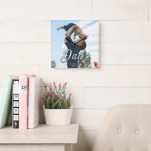 Vater hat ein lustiges Skript-Foto-Herz-Geschenk e Quadratische Wanduhr