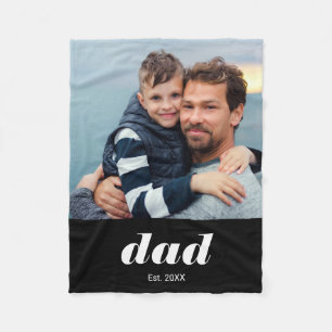 Vater hat moderne schwarze Typografie-Foto eingeri Fleecedecke