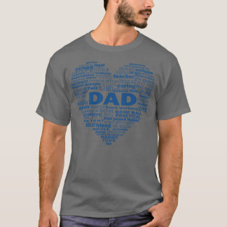Vater Heart Word Cloud Blue T-Shirt