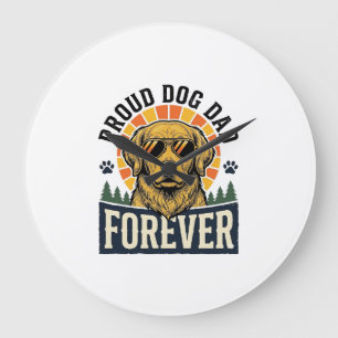 Vater-Hund-Shirt Vintage Golden Retriever Retro-De Große Wanduhr