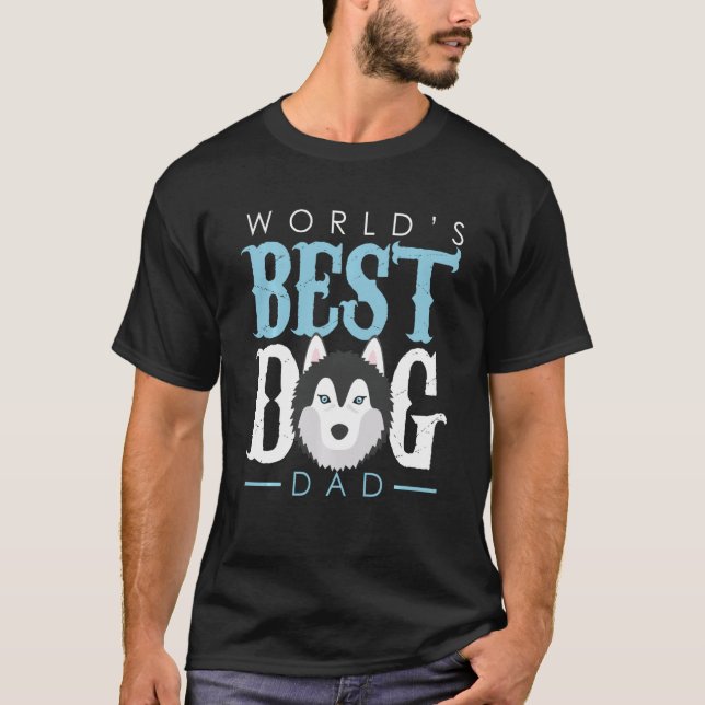 Vater Husky ist der beste Hund der Welt, blau weiß T-Shirt (Vorderseite)