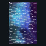 Vater in vielen verschiedenen Weltsprachen - Blau Poster<br><div class="desc">Vater,  Vater,  Papa,  Pop,  Papa,  Papa,  Wörter,  Worttext,  Typografie,  Sprachen,  Sprachen,  viele,  verschiedene,  Welt,  global,  international,  "Vater-Tag",  "Vatertag",  blau,  weiß,  türkis,  aquamarin,  Eltern,  Linguist,  Übersetzer,  Übersetzer,  Übersetzer,  Reisende,  Reisende,  Globus,  Trotter,  Planet,  Blau,  Raum Sterne,  Sterne,  Sterne,  Himmel,  Nacht,  Marine,  Scifi,  "Science Fiction"</div>