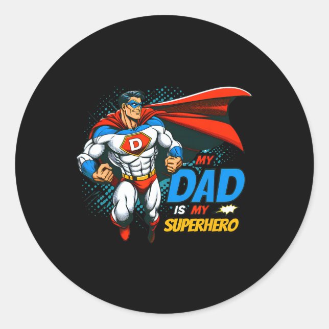 Vater ist mein Superhelden Kinder Cooles Comic des Runder Aufkleber (Vorderseite)
