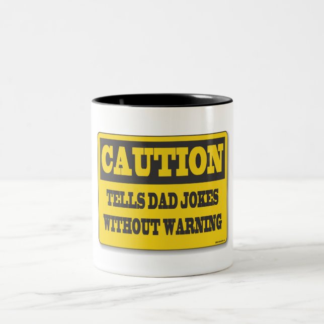 Vater-Jokes-Warnzeichen Zweifarbige Tasse (Mittel)