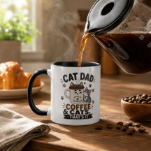 Vater-Katze-Kaffee und Katzen, das ist alles Lusti