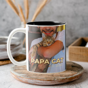 Vater Katze Moderne individuelle Fotos und Katzenn Zweifarbige Tasse