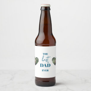 Vater & Kind Foto - Herzrahmen Bester Vater für je Bierflaschenetikett