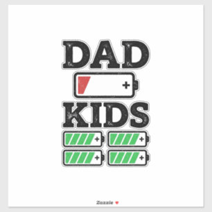 Vater Kinder Batterie Lustig Retro Vektor-Shirt-De Aufkleber