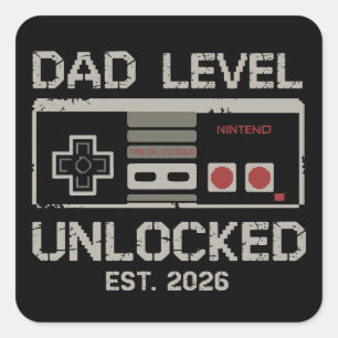 Vater-Level freigeschaltet 2026 Bald zum Gamer-Dad Quadratischer Aufkleber